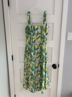 Isaac Mizrahi Linen Lemon Print Maxi dress size 4